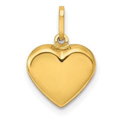 14k Gelbgold poliert 3-D gepufftes Herz Anhänger