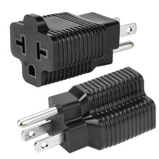  4-in-1 15 Amp Household AC Plug to 20 T Blade Adapter 2Pack,Nema Black