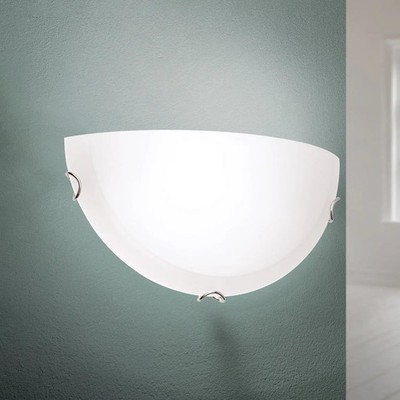 ORION Wandleuchte Wandlampe Agada Opalglas weiß chrom halbrund E27 30cm Leuchte