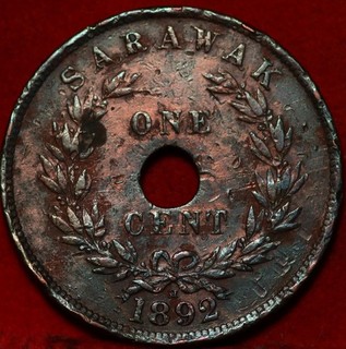 1892 Sarawak 1 Cent Foreign Coin