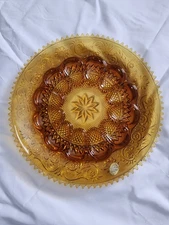 Vintage Indiana TIARA Glass Amber Deviled Egg Plate 12" Platter W/ Sawtooth Edge