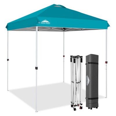 Pop Up Canopy Tent 6.6x6.6 ft Easy Setup Turquoise Eagle Peak Led Wheeled Carry