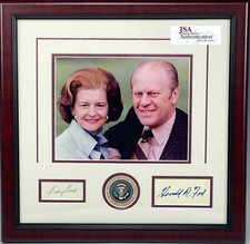Very Nice Gerald & Betty Ford Signed Photo Display - Presidential Seal - JSA LOA
