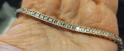 Vintage 10k Yellow Gold With Champagne Diamonds Tennis Bracelet 5.0cts((246)) - Picture 3 of 5