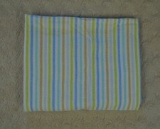 Luvable Friends Blue Stripes Baby Receiving Blanket White Green Tan Flannel