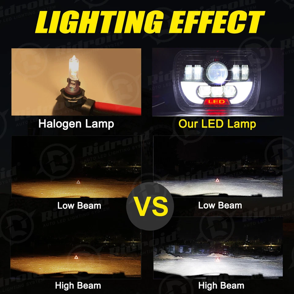 Par de faros LED DRL de 7x6" 5x7" haz sellado alto/bajo para Peterbilt 357 378 379 385 Foto 4 de 4