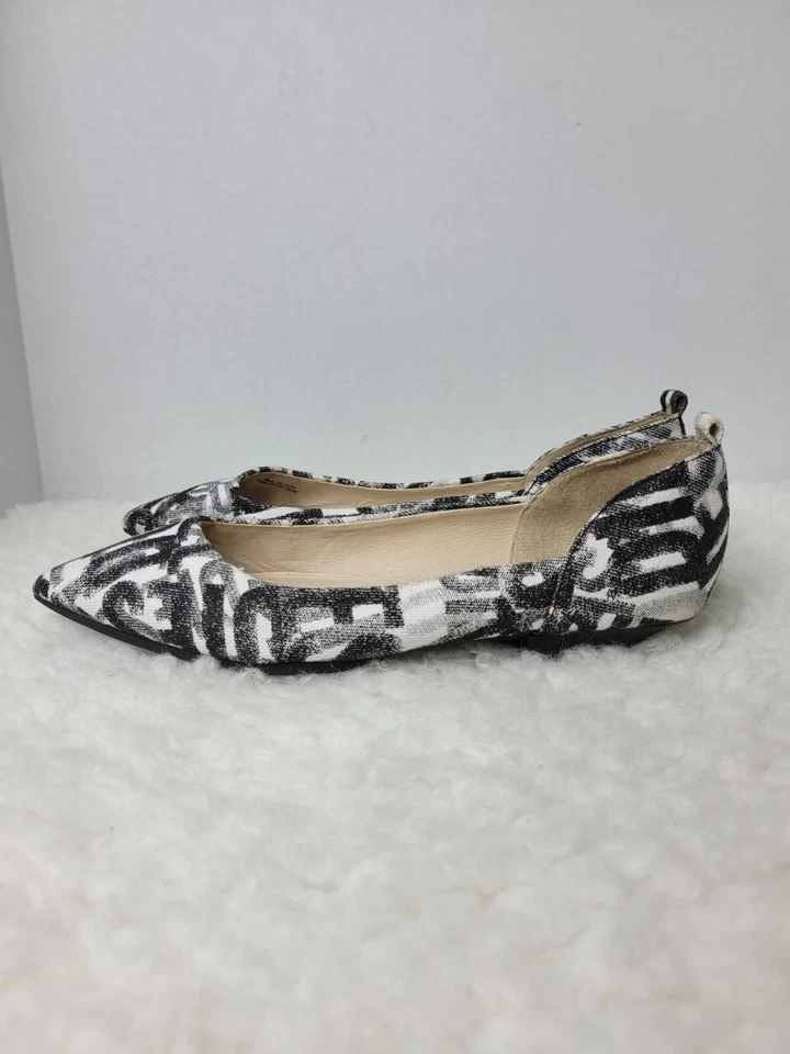 Diesel Mujer Ballet Talla 8.5 Denim Estampado Punta Plana Puntera Negro Plata Foto 3 de 4