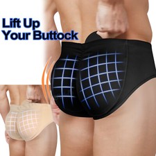 Men's Butt Padded Underwear for Big Butt Enhance Shapewear Boxer Briefs 2 Pads