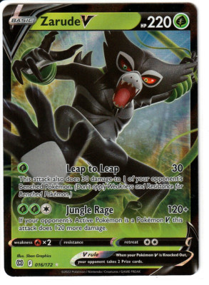 Zarude V 016/172  Brilliant Stars Pokemon TCG Card Near Mint NM Ultra Rare
