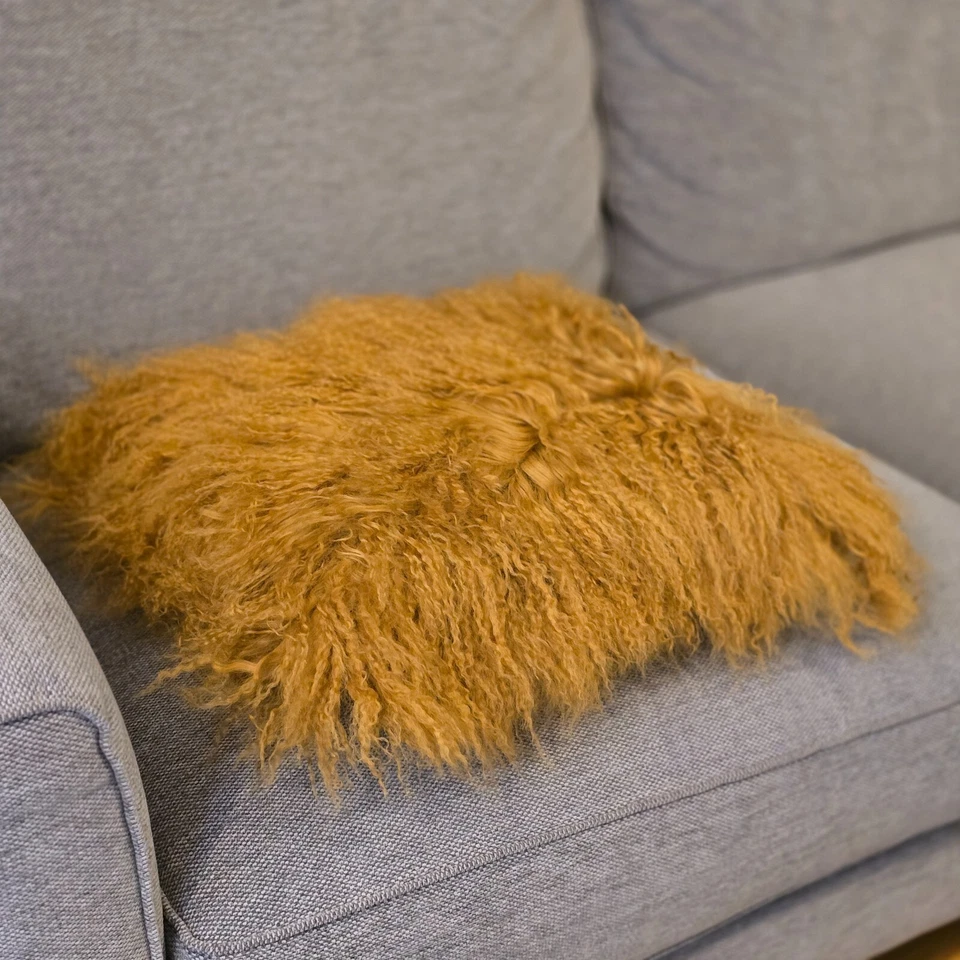 Funda de cojín de piel de oveja genuina de lujo, suave, funda de almohada de felpa para comodidad acogedora Foto 2 de 4