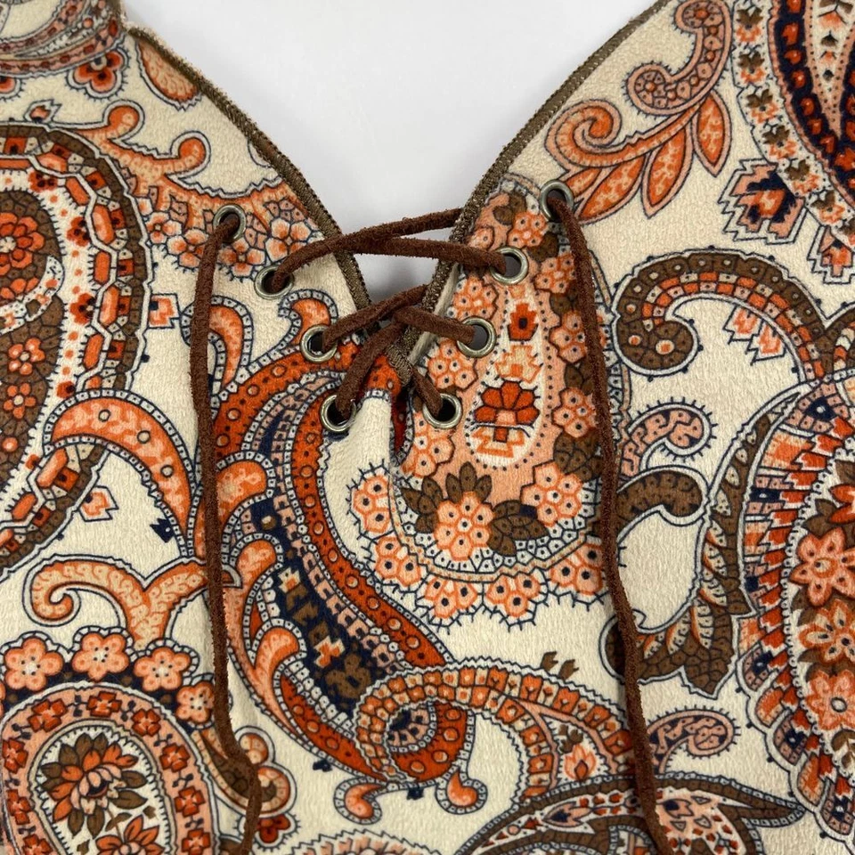 Blusa sin mangas vintage mujer 18 marrón cachemira boho verano plus Y2K hippy oficina Foto 4 de 4