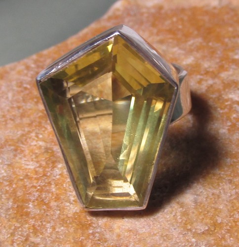 925 sterling silver cut lemon quartz cocktail ring UK N/US 6.75. Gift bag. - Picture 3 of 9