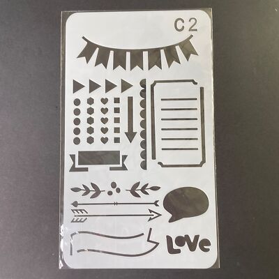 Reusable Art Planner Stencil Flags Check List Boxes Speech Bubble Love mq Mixed