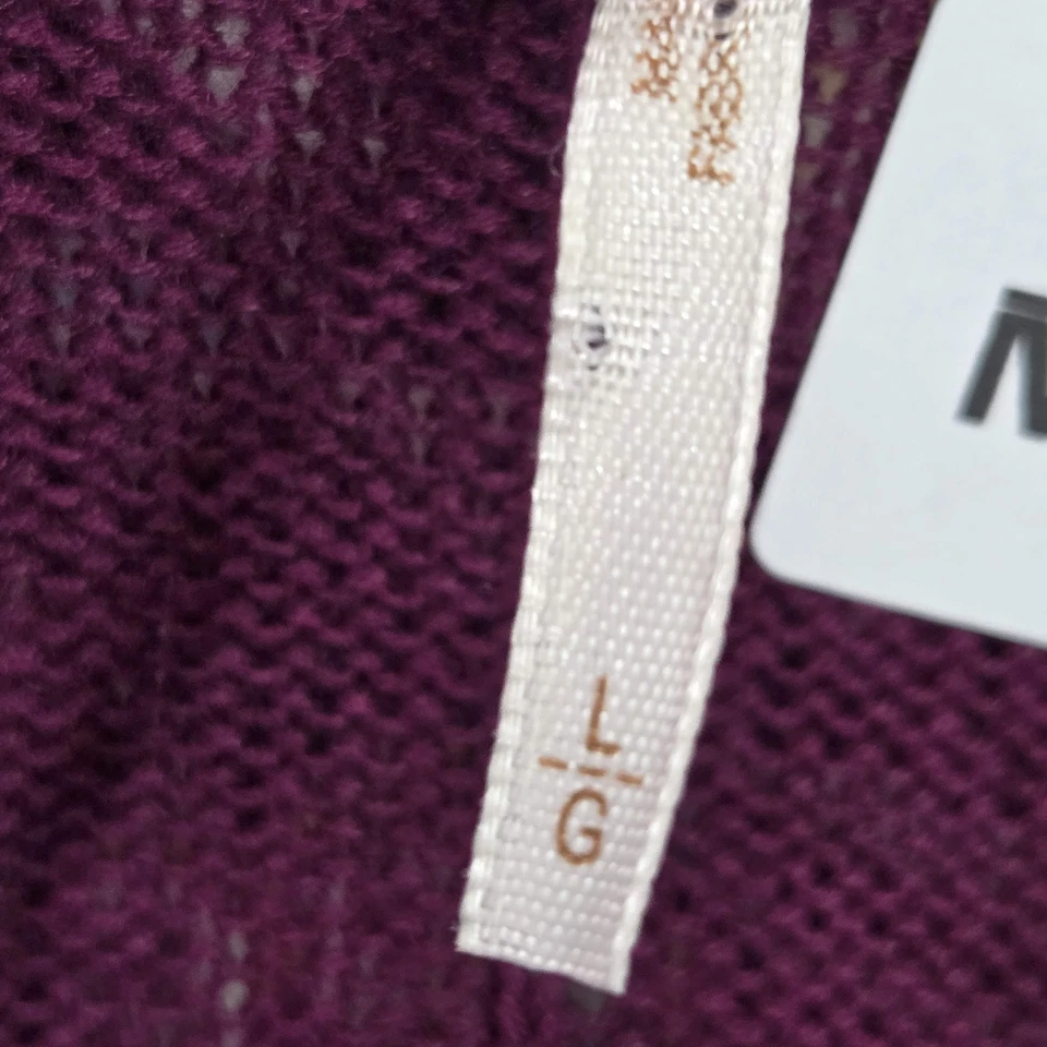 Free People Women Cardigan L Purple Cotton Linen Long Duster READ - Image 4 of 4