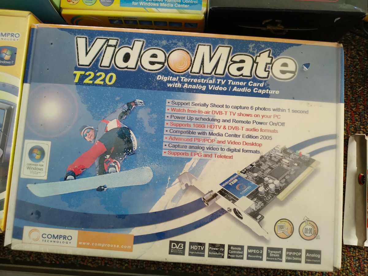 TV Tuner Video Capture Card Compro Video Mate T220 Remote New Win XP  Vista