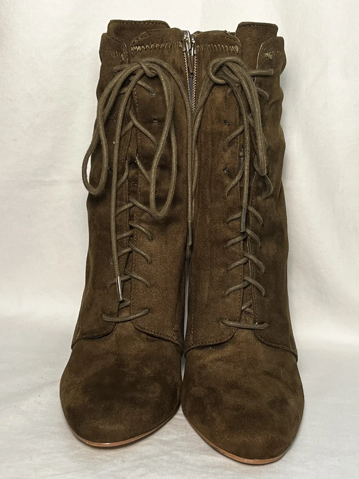 Steve Madden Elley Mujer Botines Talla 7M Oliva Con Cordones Imitación Gamuza Tacón Foto 2 de 4