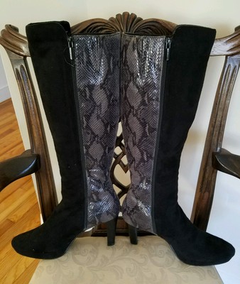 IMPO stretch faux snakeskin snake black suede very sexy boots 10