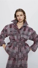 100 Authentic ZARA Pink Metallic Tweed Jacket With Belt 69.90 Tax Size: M