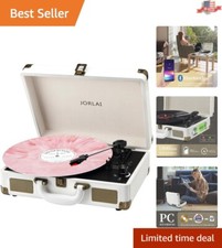 Portable 3-Speed Turntable with Rechargeable Battery and Bluetooth Speakers