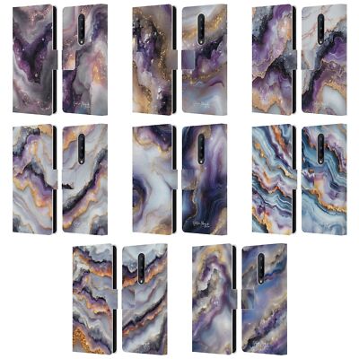 OFFICIAL NATURE MAGICK PLUM MARBLE LEATHER BOOK WALLET CASE FOR ONEPLUS PHONES