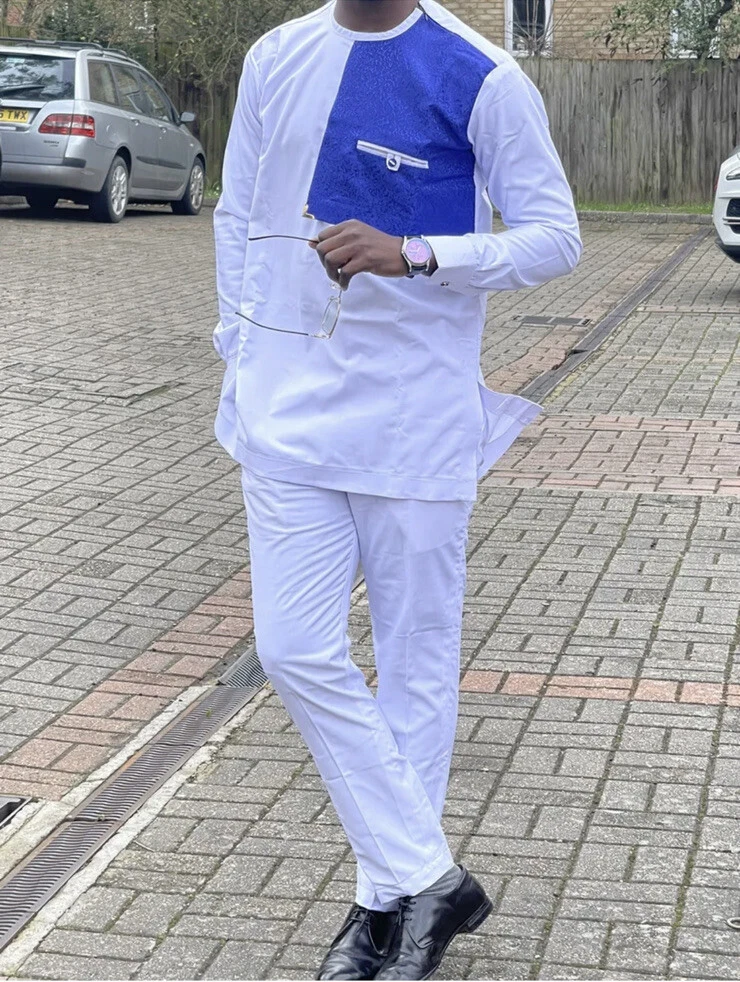 Men African Wear Clothing 2 Piece Long Sleeve Traditional Suit