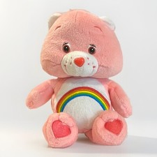 Care Bears Cheer Bear 8  Plush Stuffed Animal Vintage Rainbow Pink Hearts 2002