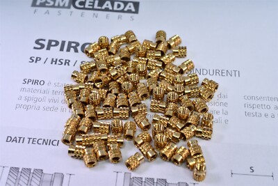 100 PSM Fasteners Spiro Brass Threaded Inserts for Plastic 4-40 X .208