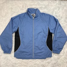 Footjoy Womens Lined Track Golf Jacket Size L Large Blue Black Full Zip