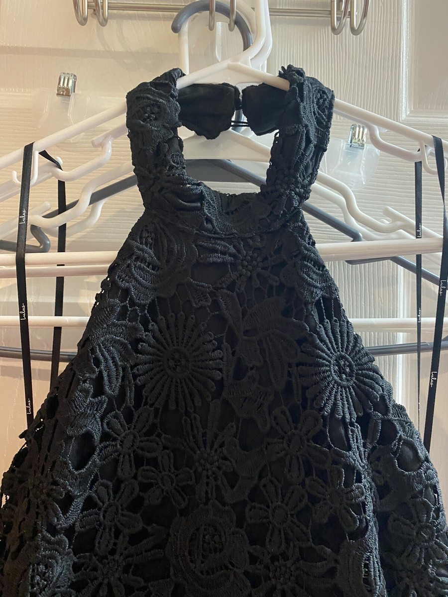 Lulus Women's Black Lace Knee Length Halter Dress Black XS | eBay