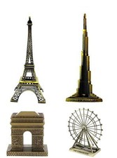 Metal Showpiece Combo of Paris Eiffel Tower, Burj Khalifa,Paris Gate &London Eye