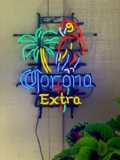 Corona Extra Beer Parrot Palm Tree 20"x16" Neon Light Sign Lamp Bar Martini Art