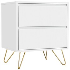 Comodino da Letto Tavolino Stile Scandinavo con 2 Cassetti Moderno Mobiletto