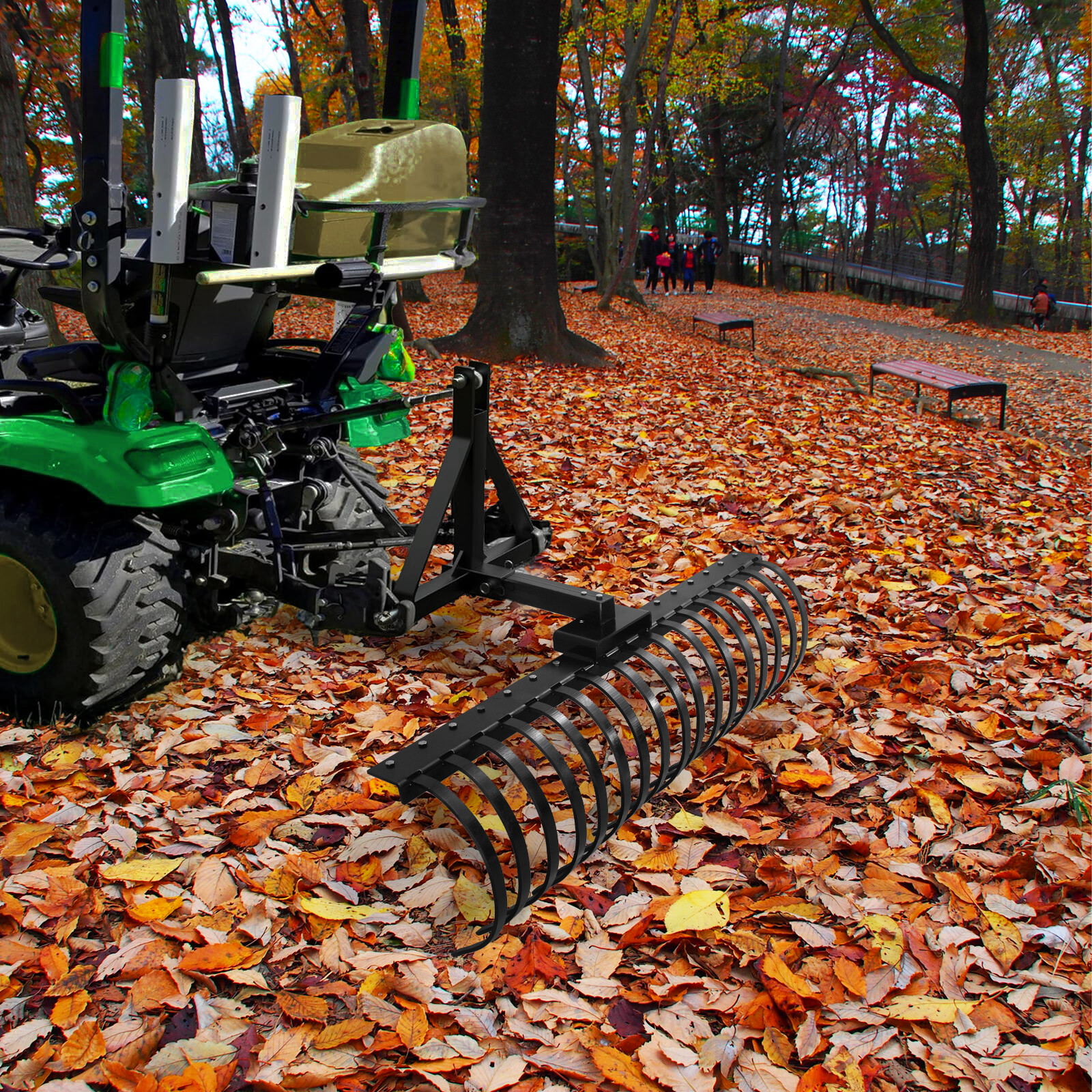 18 Tines Pine Straw Rake Fit 2" Receiver for Lawn Tractors ATVs / UTVs