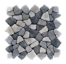 1 qm - M-008 Marmor Hellgrau Weiß Mosaikfliesen auf Netz Stein-mosaik Herne NRW