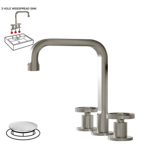BWE Widespread Double Handle High-Arc Bathroom Faucet 8.82" Brushed Nickel - 第 1/12 張圖片