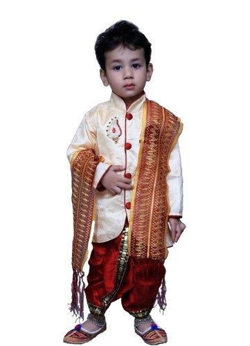 AJ DEZINES Boys' Brocade Kurta Pajama Set With Waistcoat - Full Sleeve Embroidery Ethnic Wear