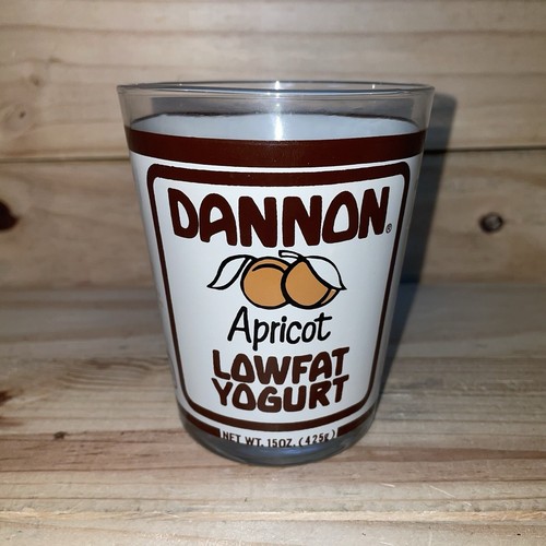 Dannon Low-fat Yogurt Vintage Advertising Drinking Glass Apricot EUC Rare - Picture 2 of 7