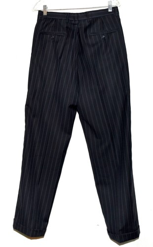 Kenneth Cole Navy Blue Pin Striped Wool Mens 33X31 Cuff Pants Suit 40R Mexico - Picture 8 of 12