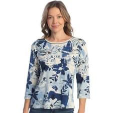 Jess & Jane Cotton 3/4 Sleeve Top -- Carolina...