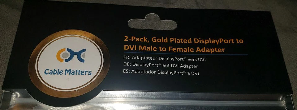 Cable Matters 2-Pack Gold Plated DisplayPort to DVI Male to Female Adapter NEW - Image 3 of 4