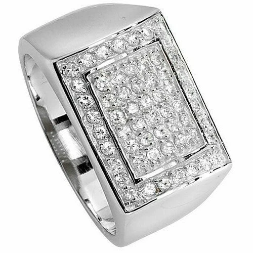 Uomo Anello Argento Sterling Fidanzamento da Uomo Cz 925 Marchio Misure J - Immagine 2 di 3