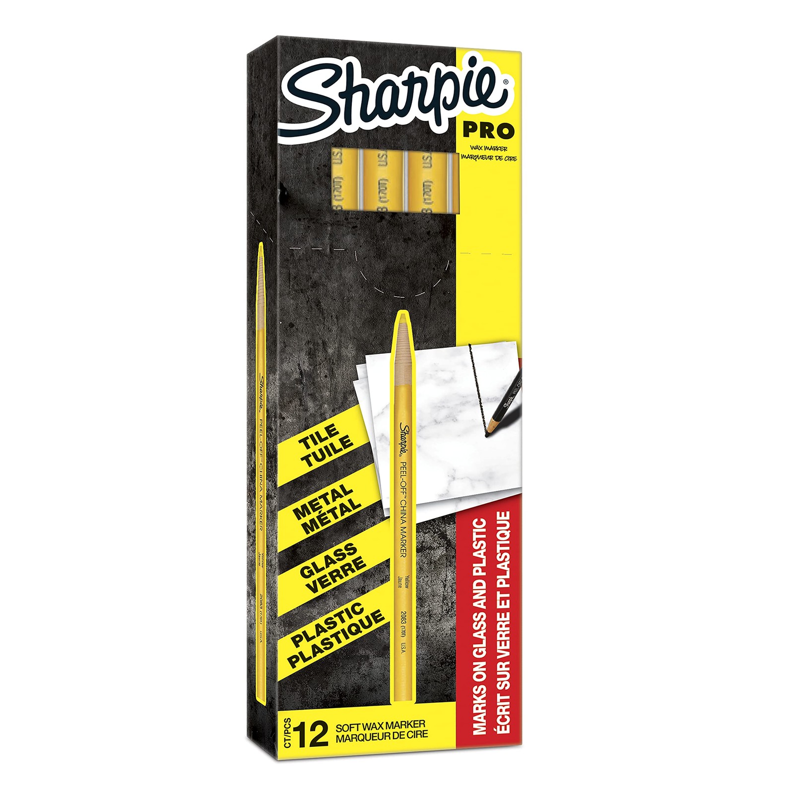 Sharpie Peel Off China Markers Fine Point Yellow Wax Marks on Glass - Plas 8490₽