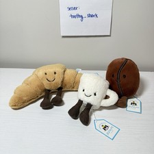 Jellycat (3): Amuseable Small Croissant, Espresso, and Coffee Bean BNWT New