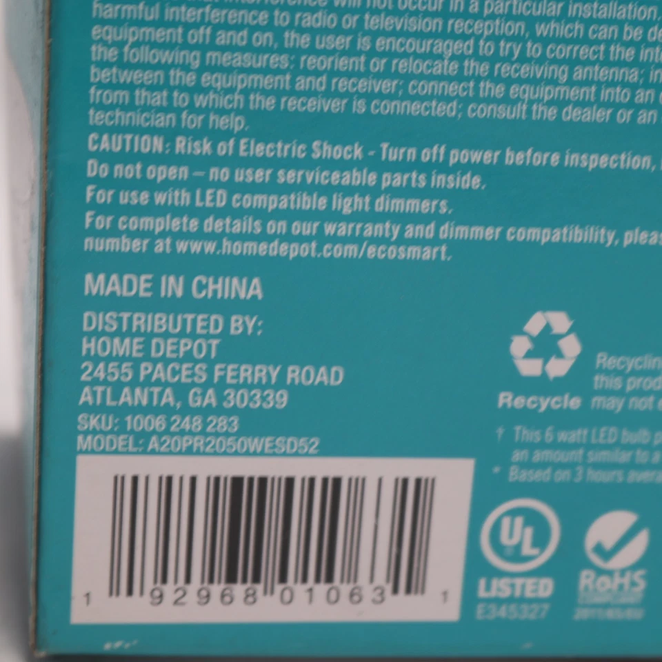 EcoSmart Adjustable Beam Angle LED Light Bulb Daylight PAR20 50W Eqv - Image 3 of 4