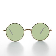 Gold Round Green Lens Sunglasses - Tipsy