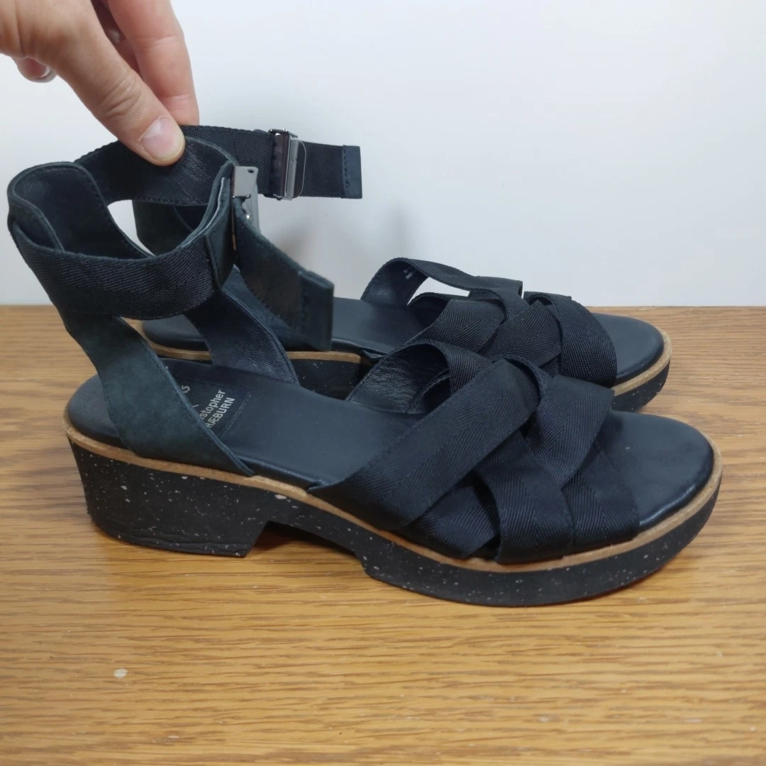 Sandali Clarks X Christopher Raeburn neri in tessuto sandali plateau taglia UK 5D