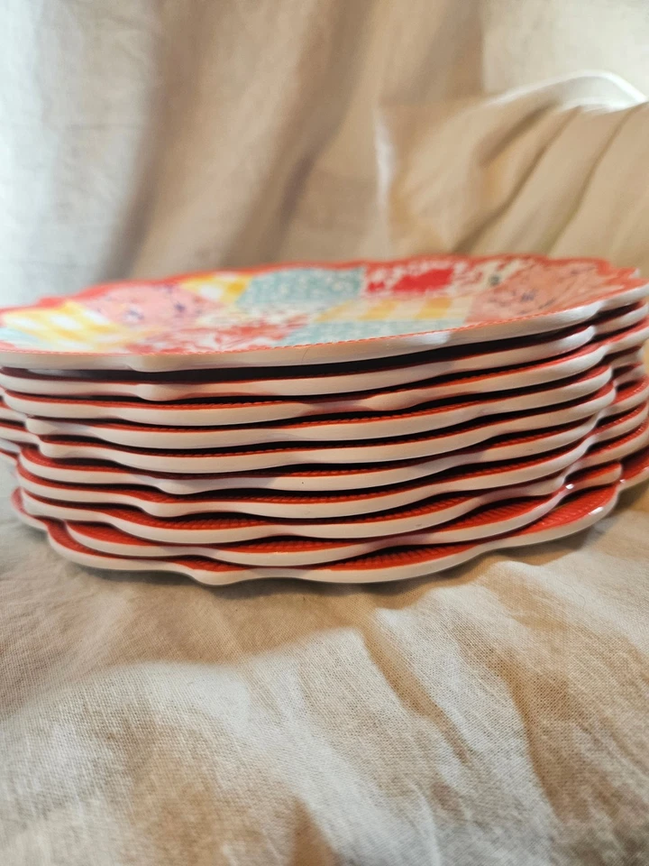Juego de 10 platos de melamina Patchwork Medley Pioneer para mujer Foto 2 de 2