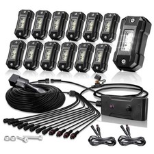 R4 White Rock Lights Kit with Switch Wire Pure White LED Rock Lights 12PCS
