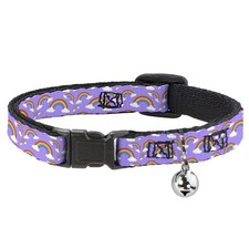 Cat Collar Breakaway with Bell Rainbows Scattered Lavender NARROW Fits 8.5-12"