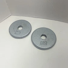 2.5 Pound Standard Pancake Style Weight Plates Silver 2 1/2 lbs Pair 5 lbs Total